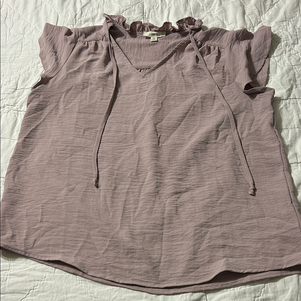 Chic Mauve Ruffle Sleeve Blouse